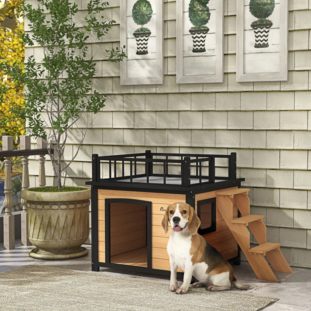Cuccia per Cane con Terrazzo ¨C Minimal ¨C Legno 121x77x78cm Nero/Giallo