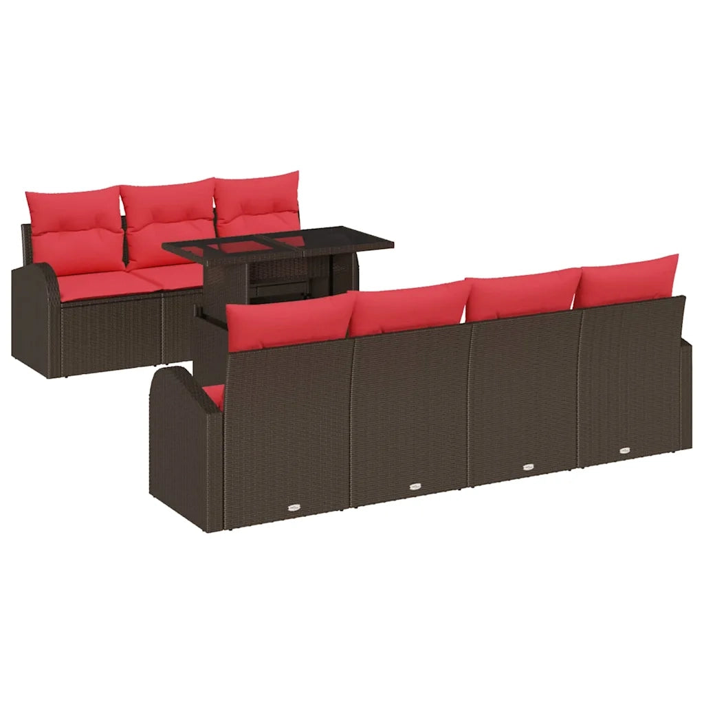 Set Divano da Giardino 8 pcs Marrone Poly Rattan 3348590