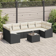 Set di divani con cuscino 8 pcs Nero e Crema polyrattan 3355306