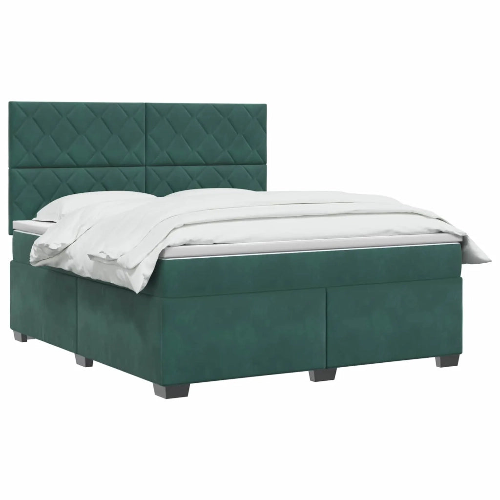 Letto box spring con materasso Verde Scuro 140 x 190 cm Velluto 3455111