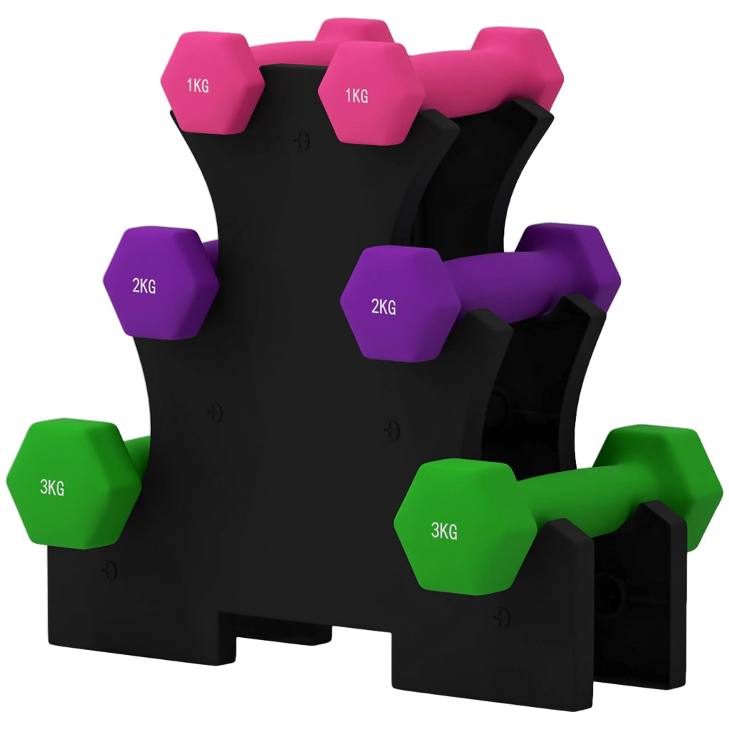 Set manubri con supporto ¨C zephmum ¨C 6 pezzi 1kg 2kg 3kg multicolore