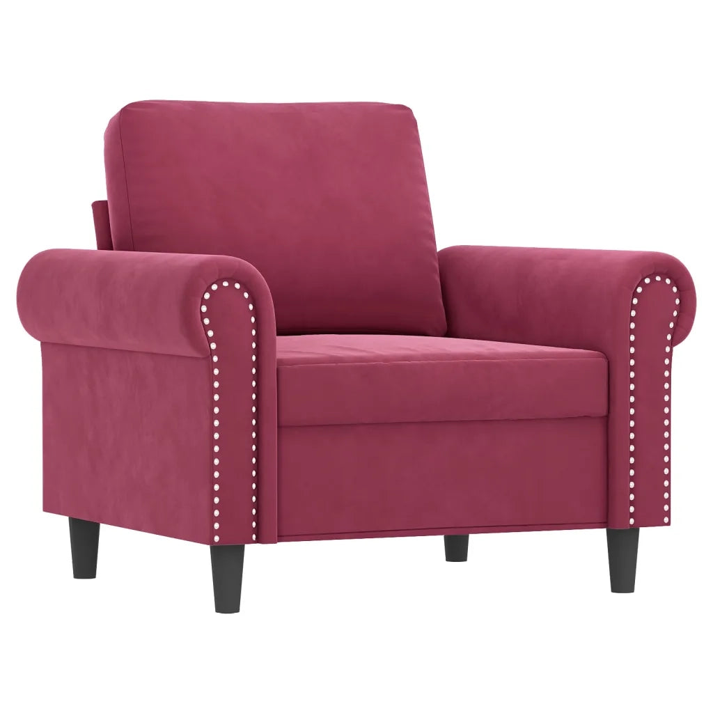 Set di Divani 4 pz con Cuscini Rosso Vino in Velluto