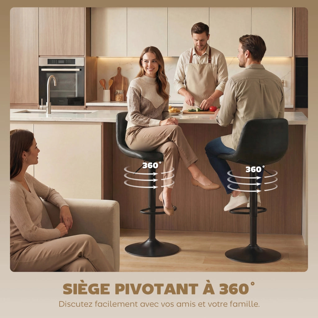 Sgabelli da bar ¨C Minimal ¨C 2 pezzi, regolabili, girevoli 360¡ã, neri