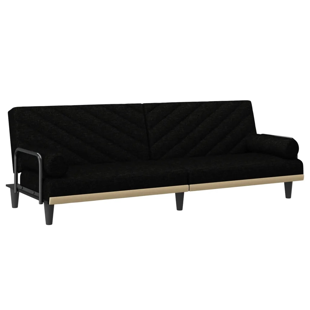 Divano Letto con Braccioli Nero in Tessuto 351933