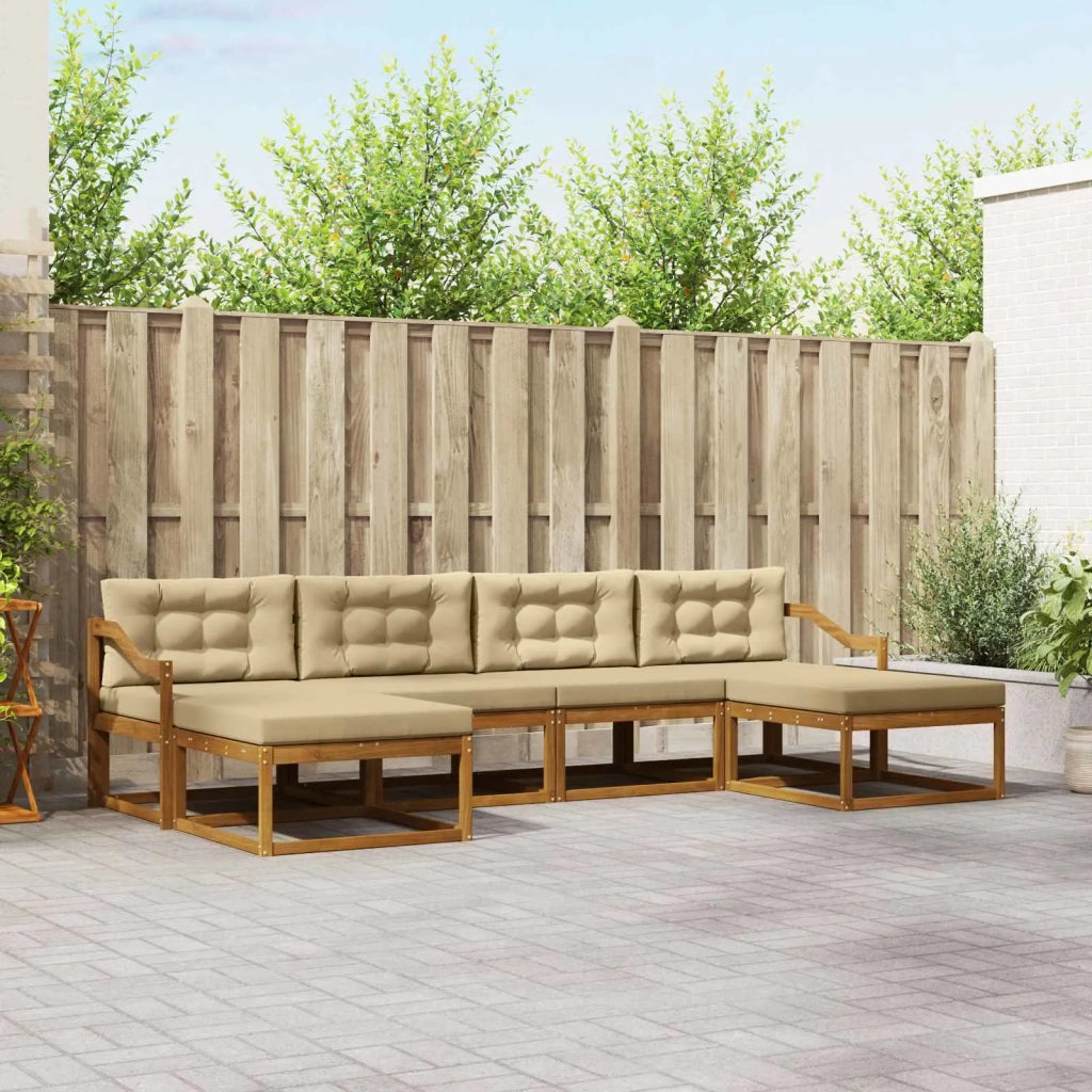 Set di divani da esterno con cuscino 6 pcs Naturale e Beige 3367981