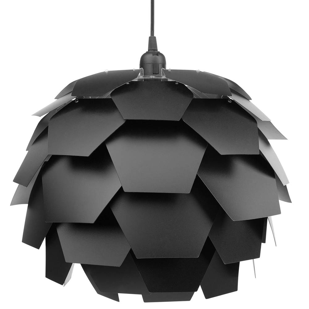 Lampadario Lampada a Sospensione con paralume in plastica nera a forma di pigna