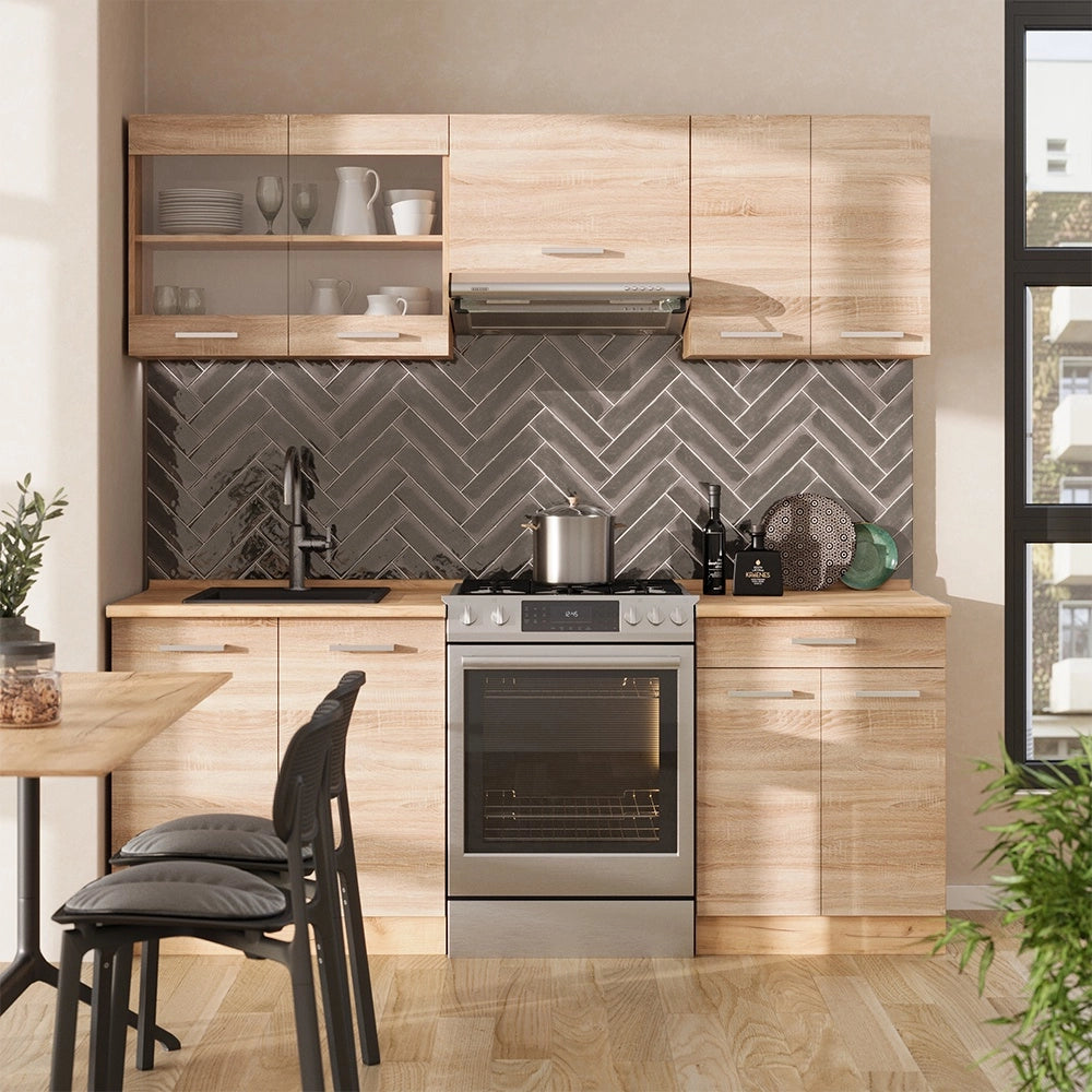 Cucina componibile R-Line Sonoma/Rovere dorato 200 cm, PL Rovere Vicco
