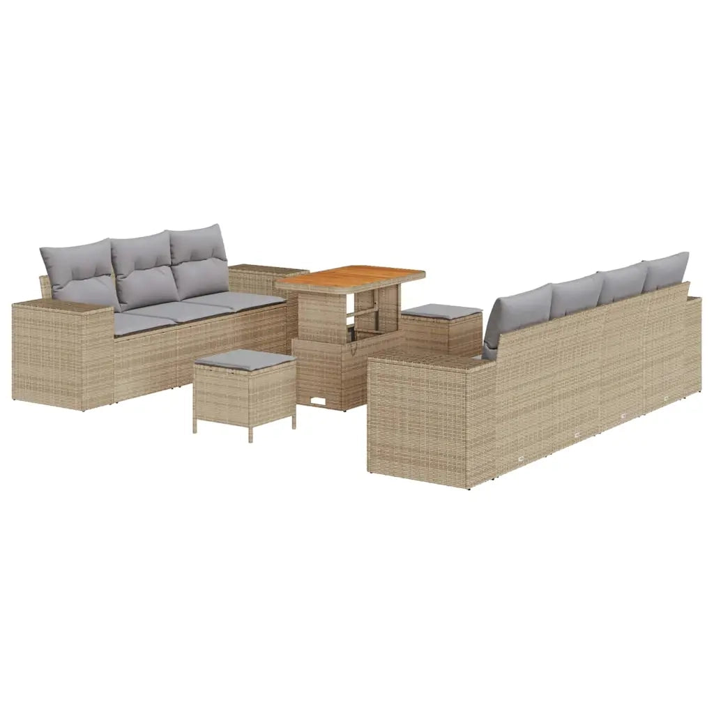 Set Divano da Giardino 10 pcs Beige polyrattan 3361972