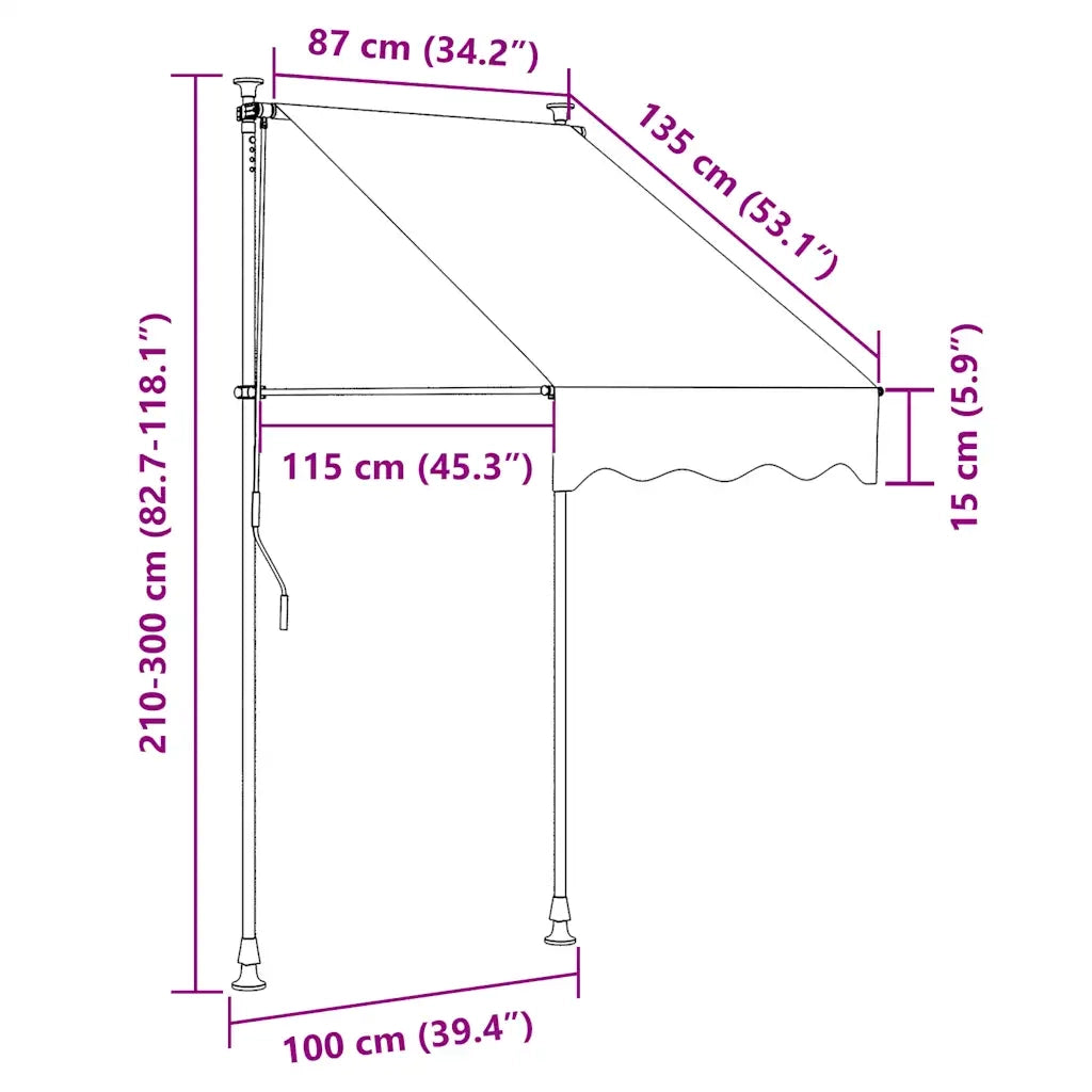 Tenda da Sole Retrattile Manuale con LED 100 cm Gialla e Blu 145848