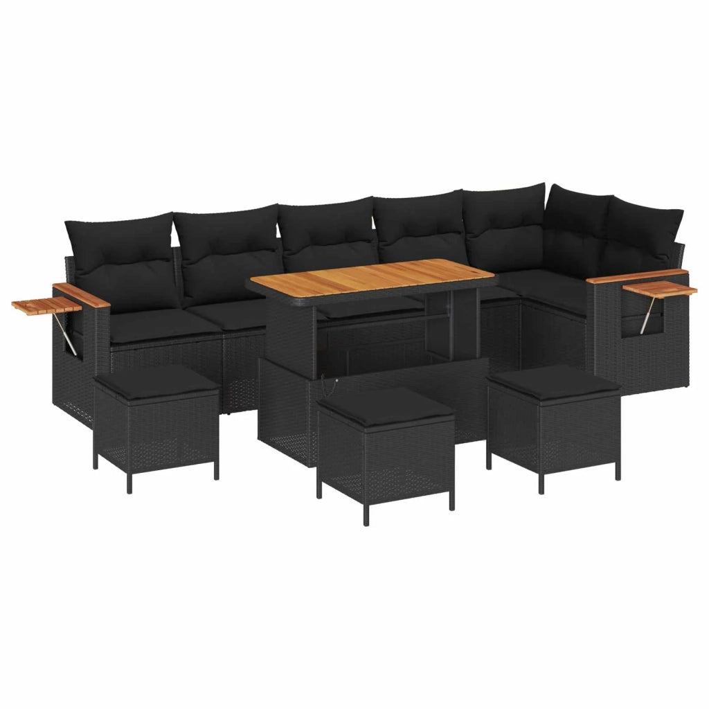 Set Divano da Giardino con cuscino 10 pcs Nero 3363199
