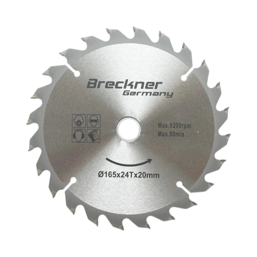 Disco circolare in widia per legno 165 × 20 mm, 24 denti, velocità massima 9.200 rpm Breckner Germany