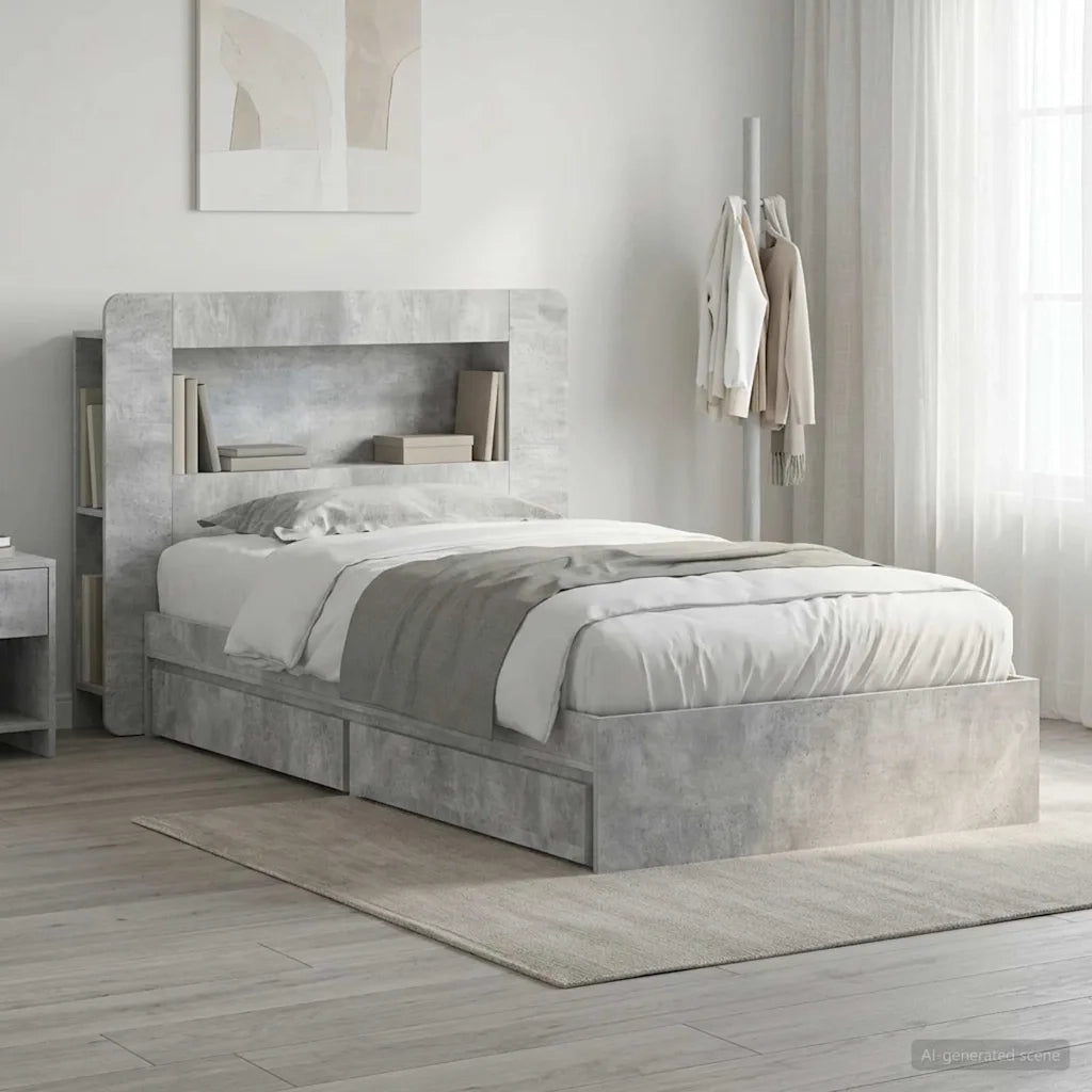 Telaio del letto con storage Grigio Cemento 100 x 200 cm