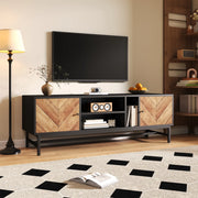 Mobile TV 150 cm - Zephmum- Nero e legno, design contrasto, stoccaggio versatile