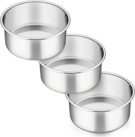 Set di Torte a forma Rotonda da 3 - Acciaio Inossidabile - 16 cm