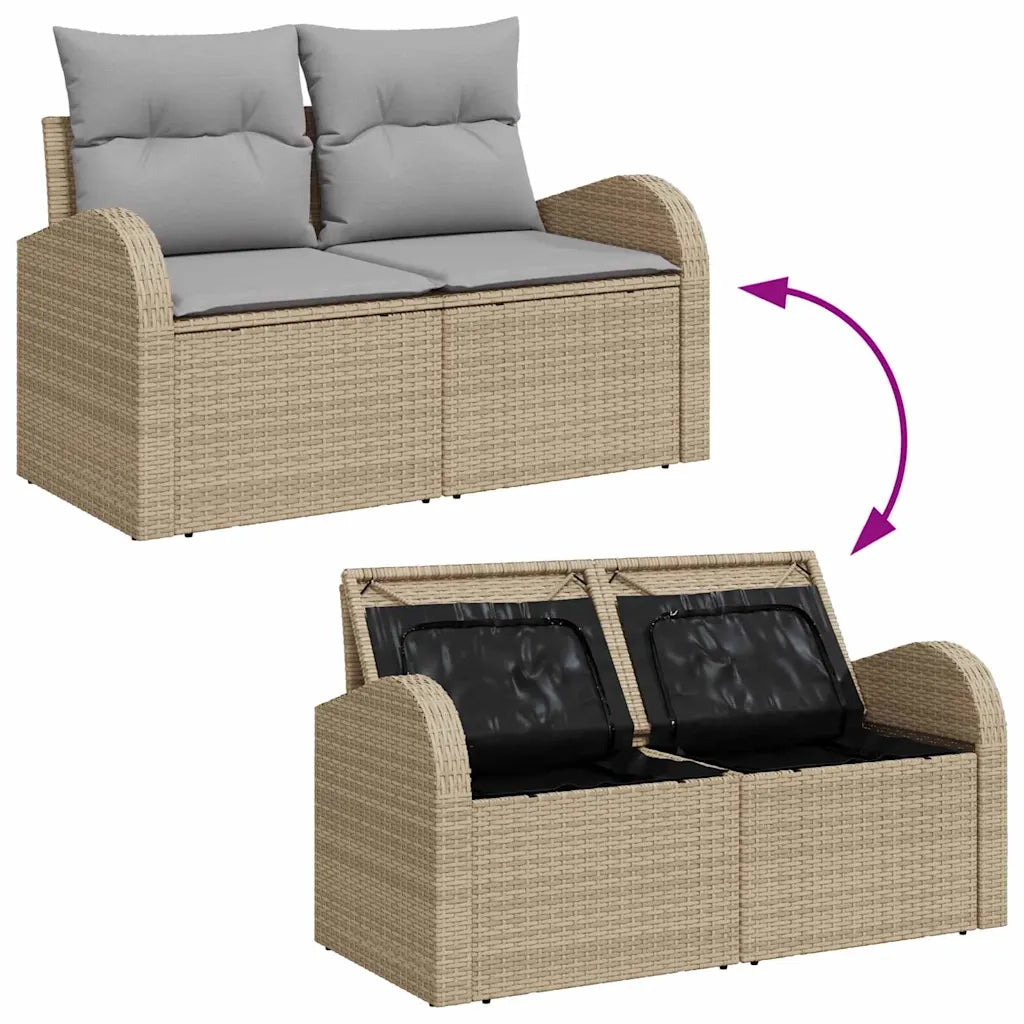 Set Divano da Giardino con cuscino 7 pcs Beige polyrattan 3360431