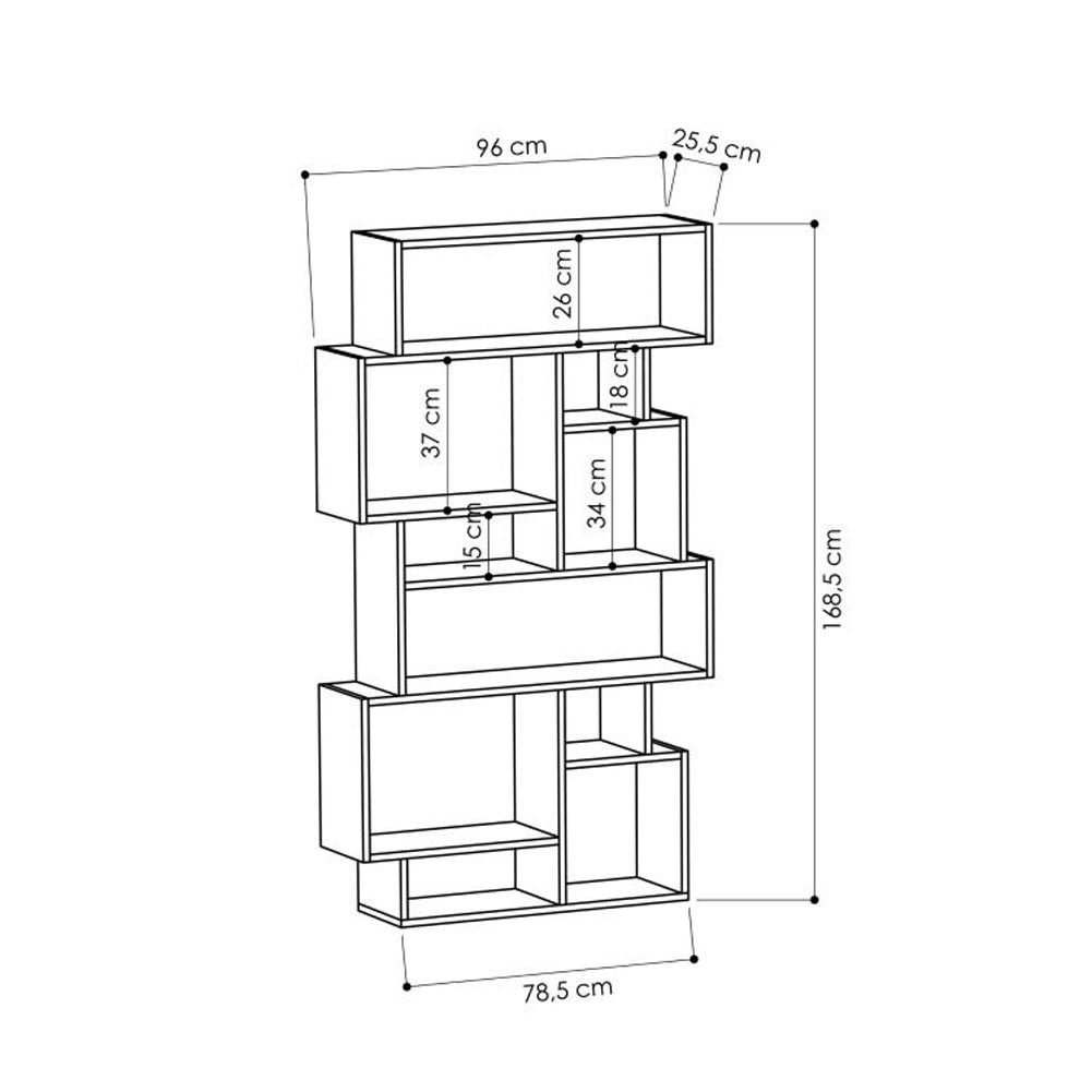 Libreria Design Moderna 168x96x25 cm Scaffale 8 Ripiani in MDF Verde