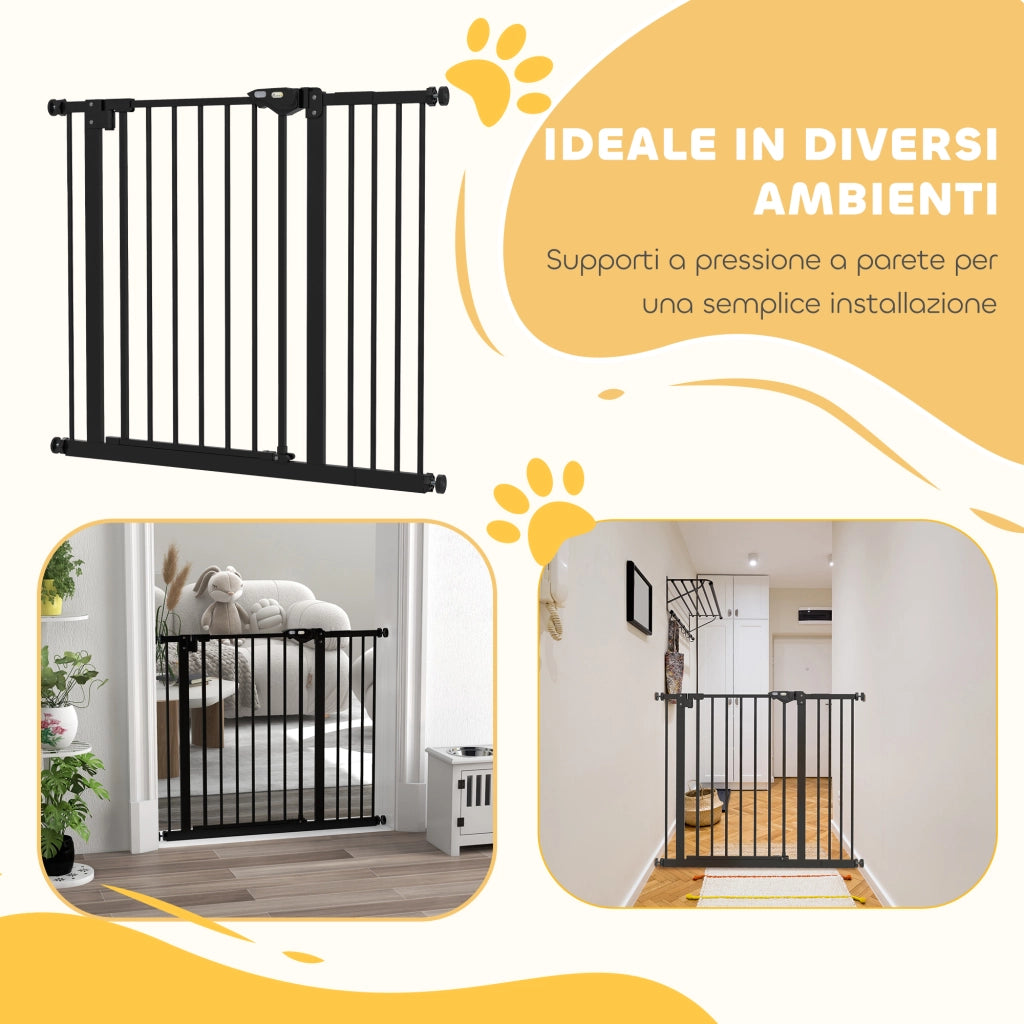 Cancellino per Cani Regolabile ¨C Minimal ¨C Nero, Acciaio e Plastica, 74-100x77 cm
