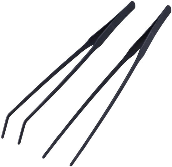 Pincetta per acquario, 27 cm, acciaio inossidabile, pinza di precisione, nera, accessori per terrario, piante, pinza rettilinea per rettili, modello n. 27