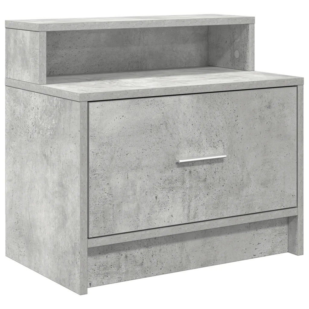 Comodini con Cassetto 2 pz-Set di 2 Tavolino da notte Grigio Cemento 51x31x47 cm