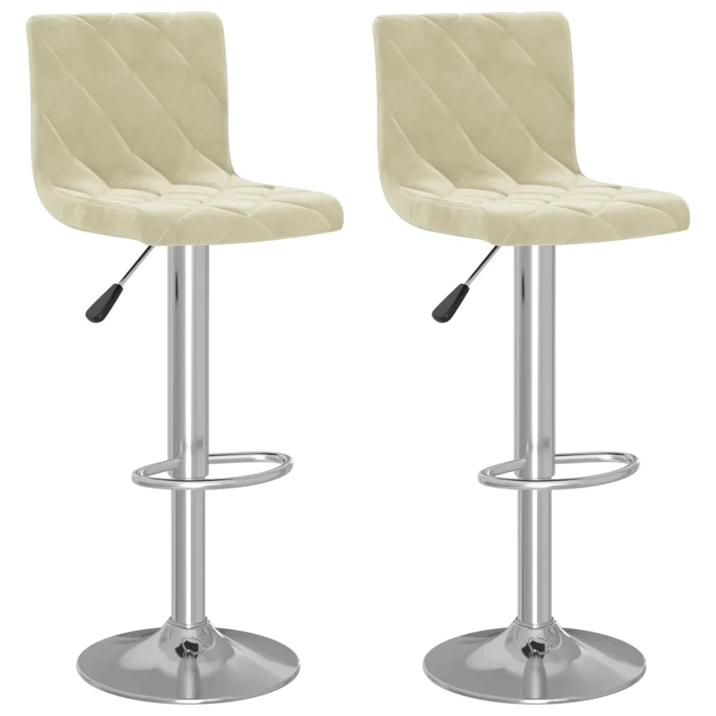 Sedie da Bar 2 pz Crema in Velluto 333686