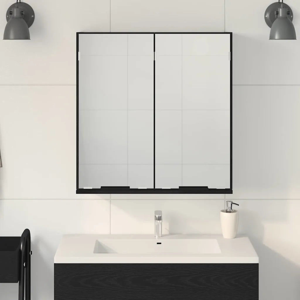 Mobiletto per specchio con porta Rovere Nero 64 x 20 x 67 cm 862096