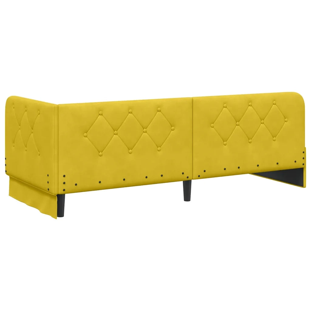 Cornice del letto ad angolo Giallo 80 x 200 cm Velluto 42016519