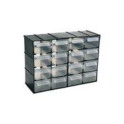 Cassettiera, 16 cassetti trasparenti con porta etichetta, 221 x 85 x 156 mm