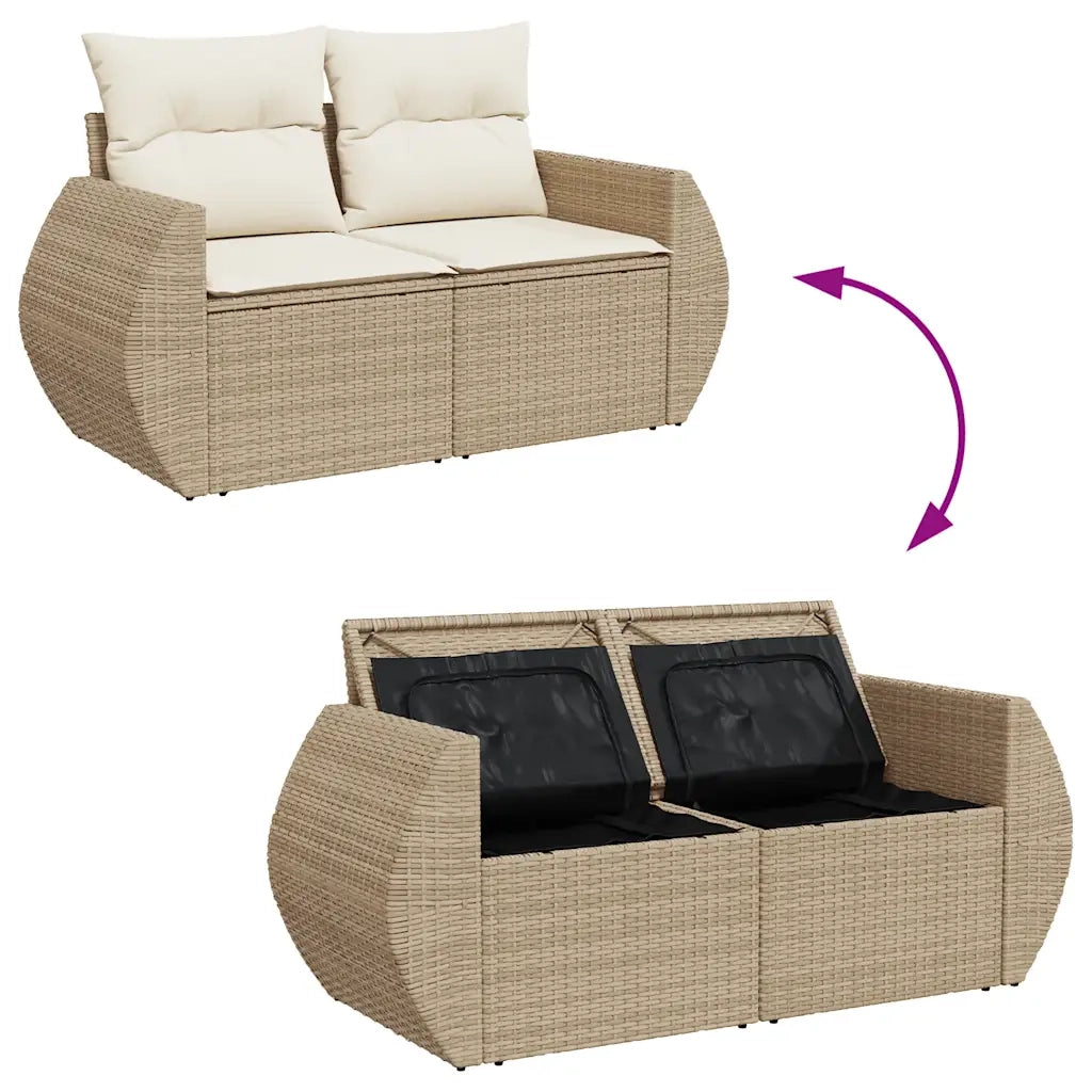 Set Divano da Giardino 5 pz con Cuscini Beige in Polyrattan 3327208