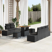 Set Divano da Giardino con cuscino 8 pcs Nero polyrattan