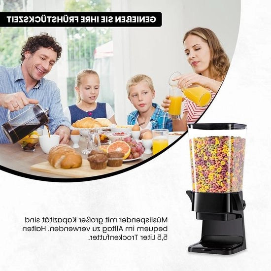 Dispensatore di snack in nero 1 pezzo - dispensatore per cornflakes - perfetto per cibo per animali e snack - 55 l dispensatore di cibo per animali