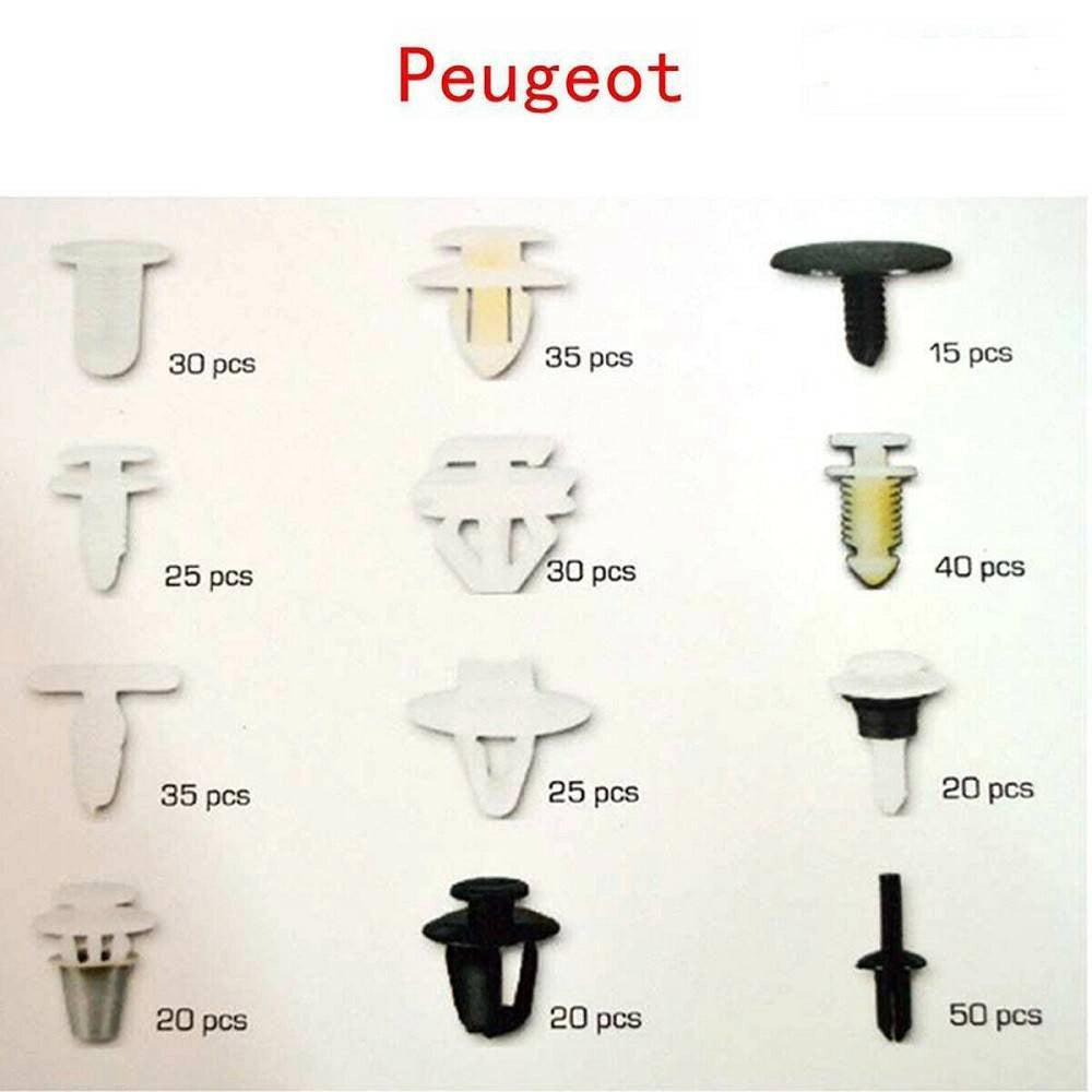 Trade Shop - Set Clip Di Fissaggio Per Auto Peugeot Confezione 345 Pezzi Ricambi Plastica -