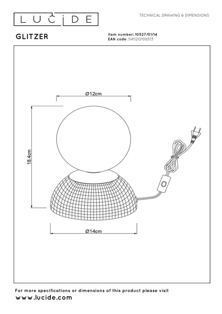 Lampada da tavolo GLITZER 1xG9 cromata Lucide