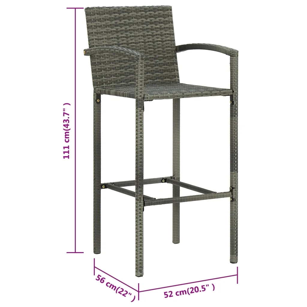 Sgabelli da Bar 4 pz in Polyrattan Grigio 362585