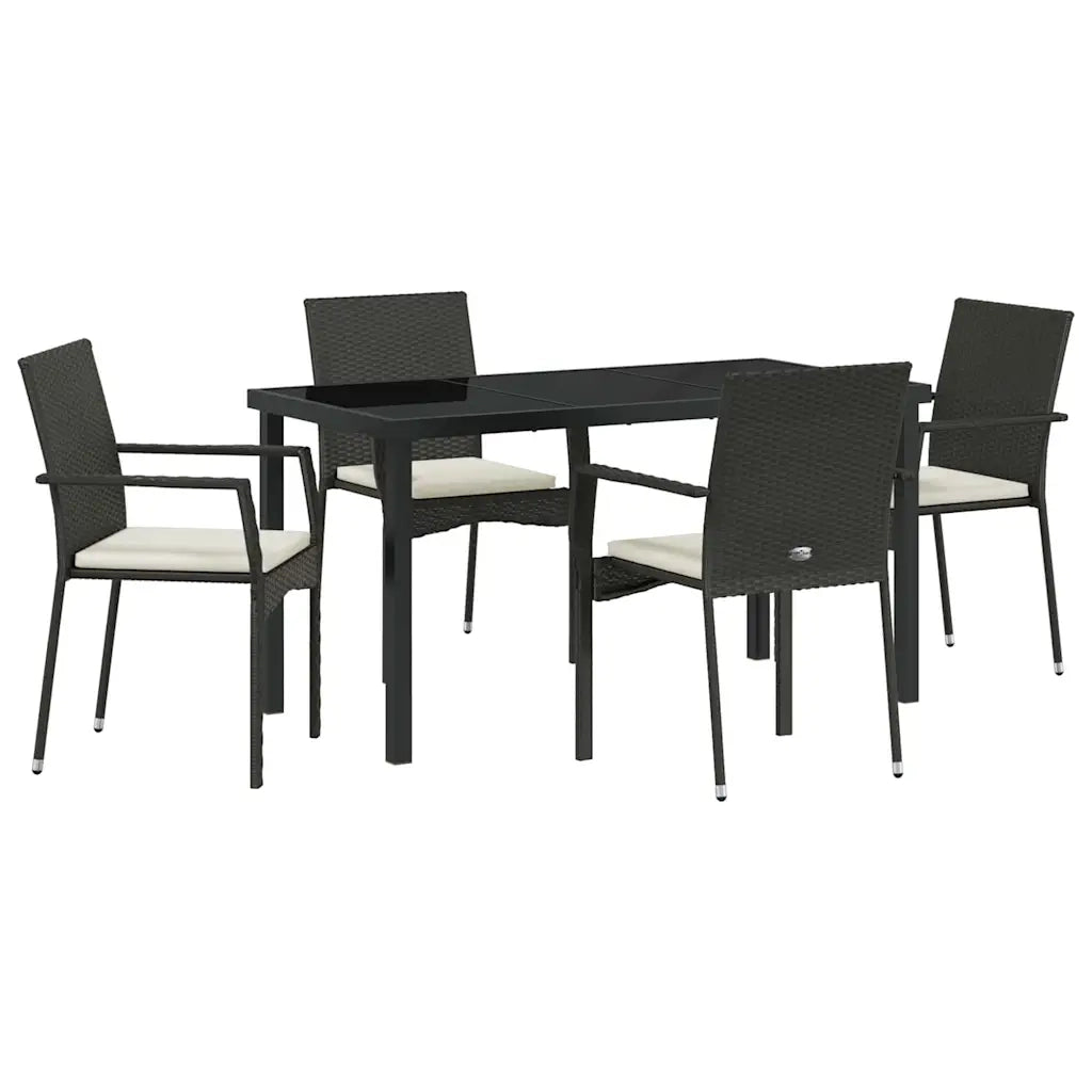 Set da Pranzo per Giardino con cuscino 5 pcs Nero polyrattan 3380080