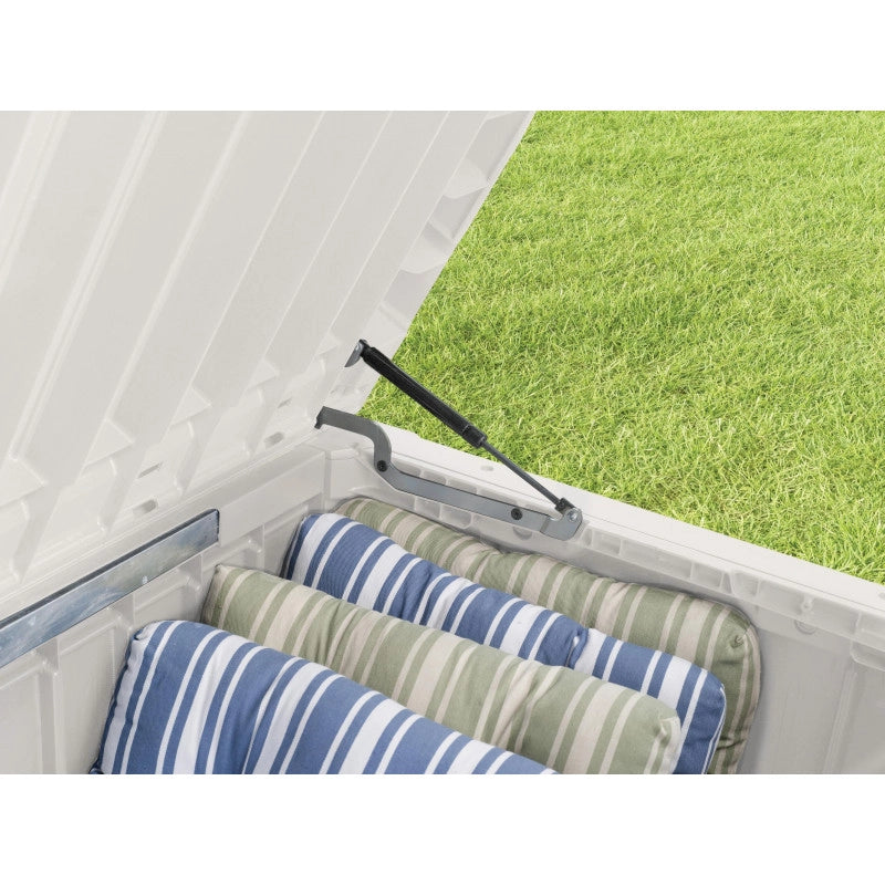 Baule da Piscina Brightwood 454L con Struttura in Metallo e Pistoni - Effetto Legno Bianco - Keter