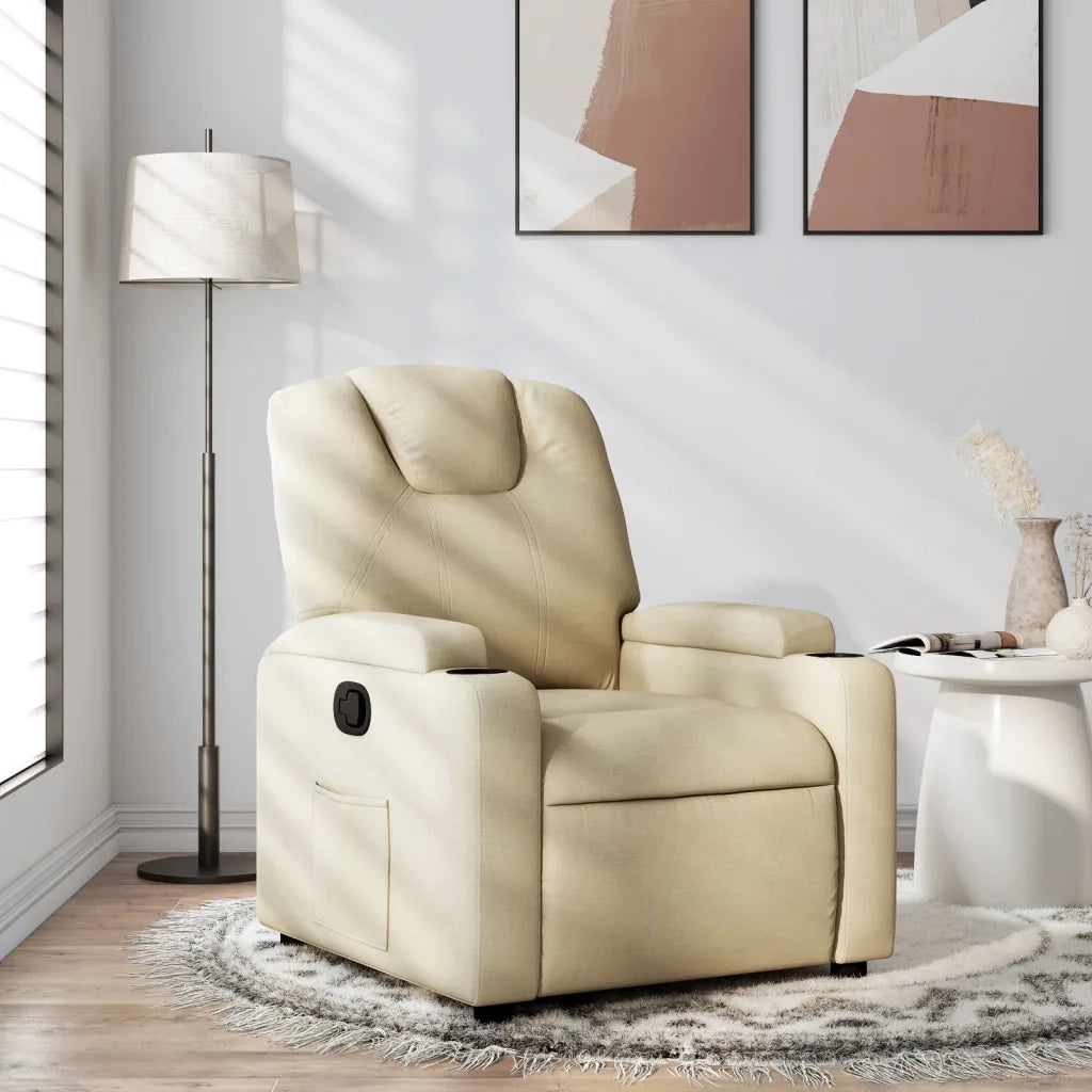 Poltrona | Sedia Relax Reclinabile in Tessuto Crema