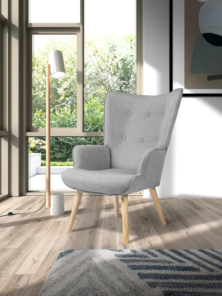 Poltrona Hispanohogar tessuto grigio con gambe Hispanohogar legno 96x67x76