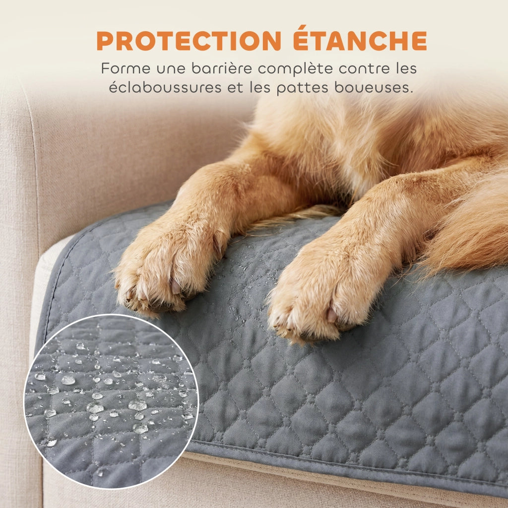 Copridivano 3 Posti Impermeabile Antiscivolo con Tasche ¨C Minimal ¨C Grigio