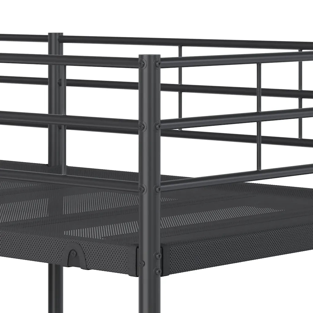 Letto a Castello senza Materasso-Struttura Letto a Castello Nero 100x190 cm in Acciaio