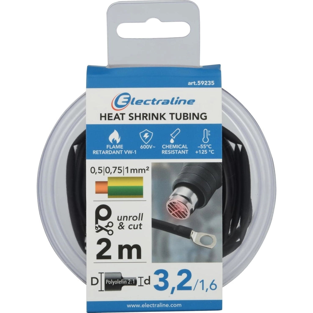 GUAINA TERMORESTRINGENTE 2M D.3,2/1,6MM NERA.