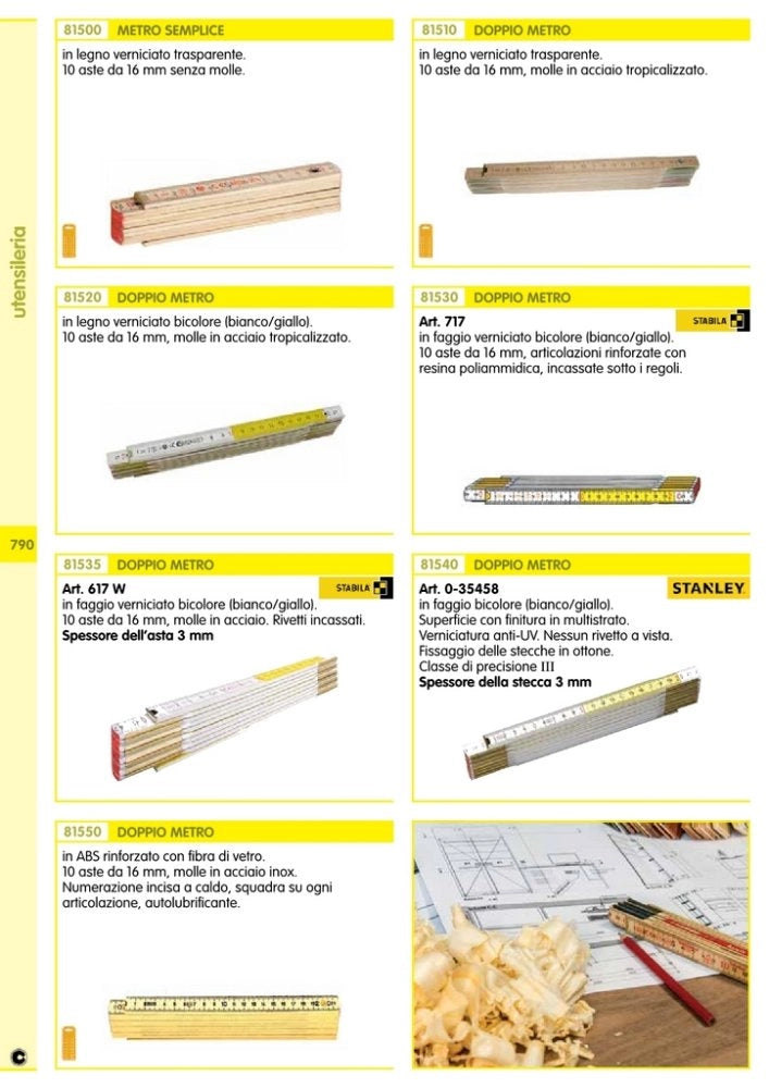 1pz doppio metro bianco/giallo "stabila" /717 10 aste da 16 mm cod:ferx.25459.s