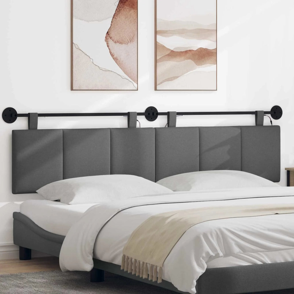 Testiera | Testata sospesa Con luce LED Grigio Scuro Tessuto