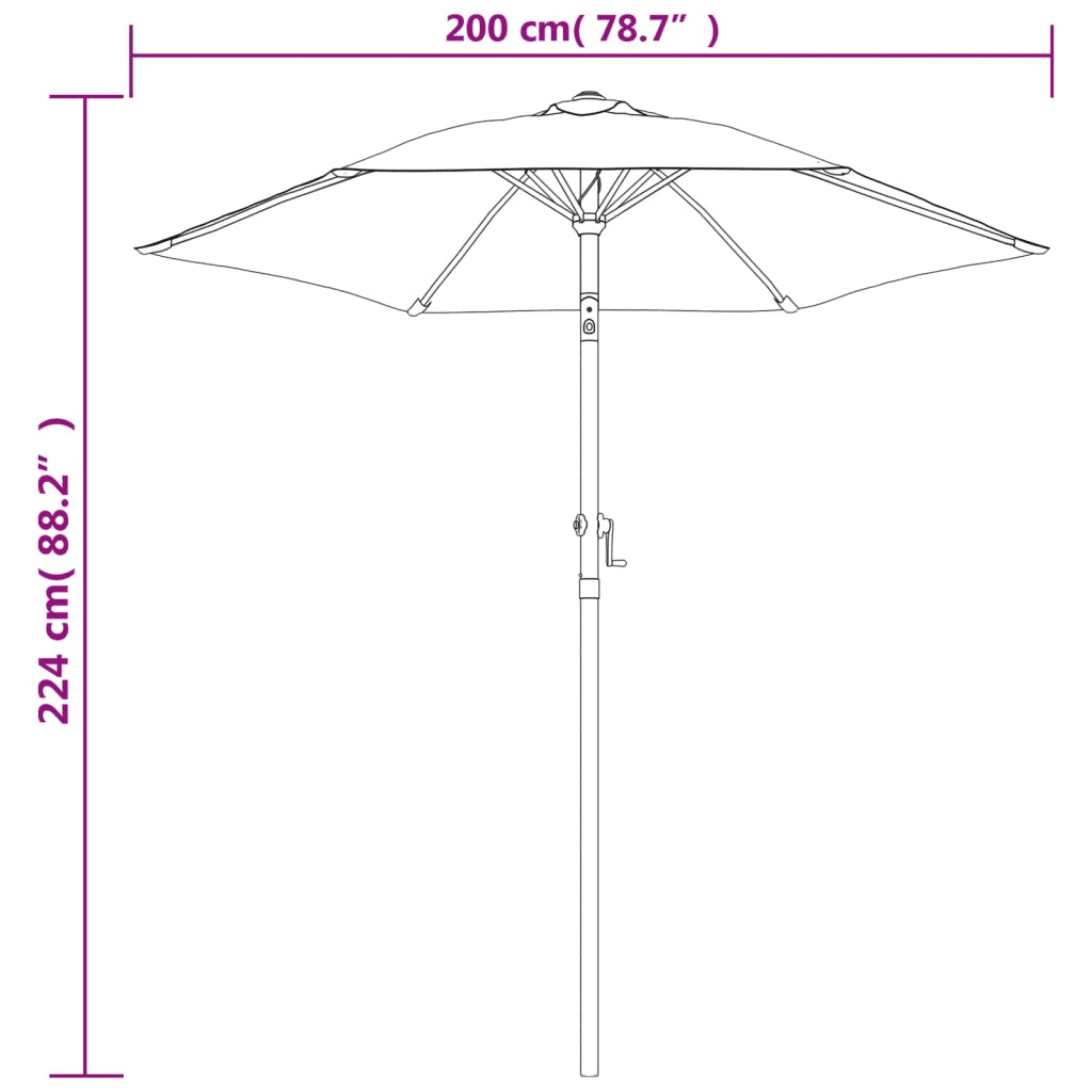 Ombrello | Parasolne Rosso Borgogna 200x224 cm in Alluminio