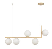 Lampada sospensione Andy Sigma oro 5 sfere vetro bianche