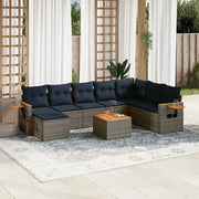 Set Divani da Giardino 9 pz con Cuscini Grigio in Polyrattan 3227097