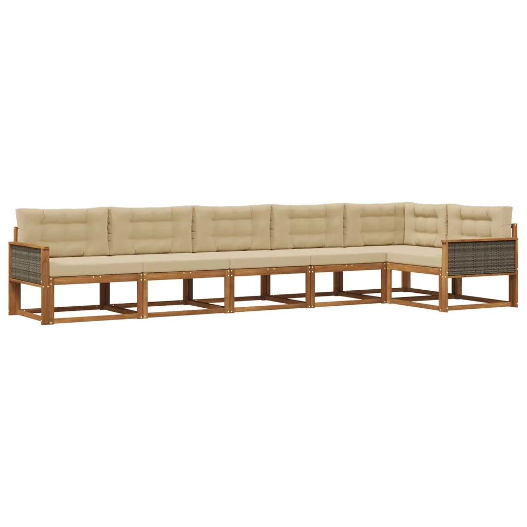 Set di divani da esterno 6 pz Naturale e Beige 3382601