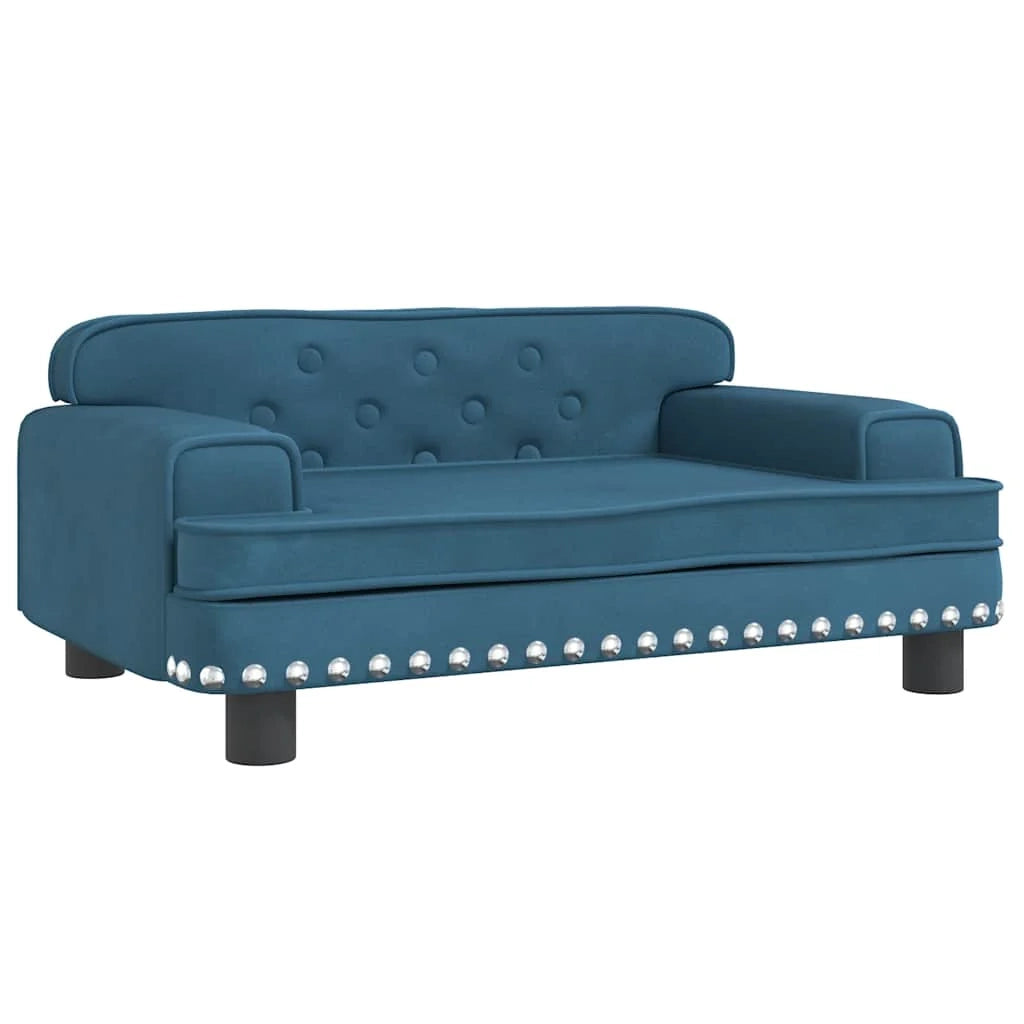 Cuccia per cani con cesto divano confortevole 70 x 45 x 30 cm velluto blu 02_0042857