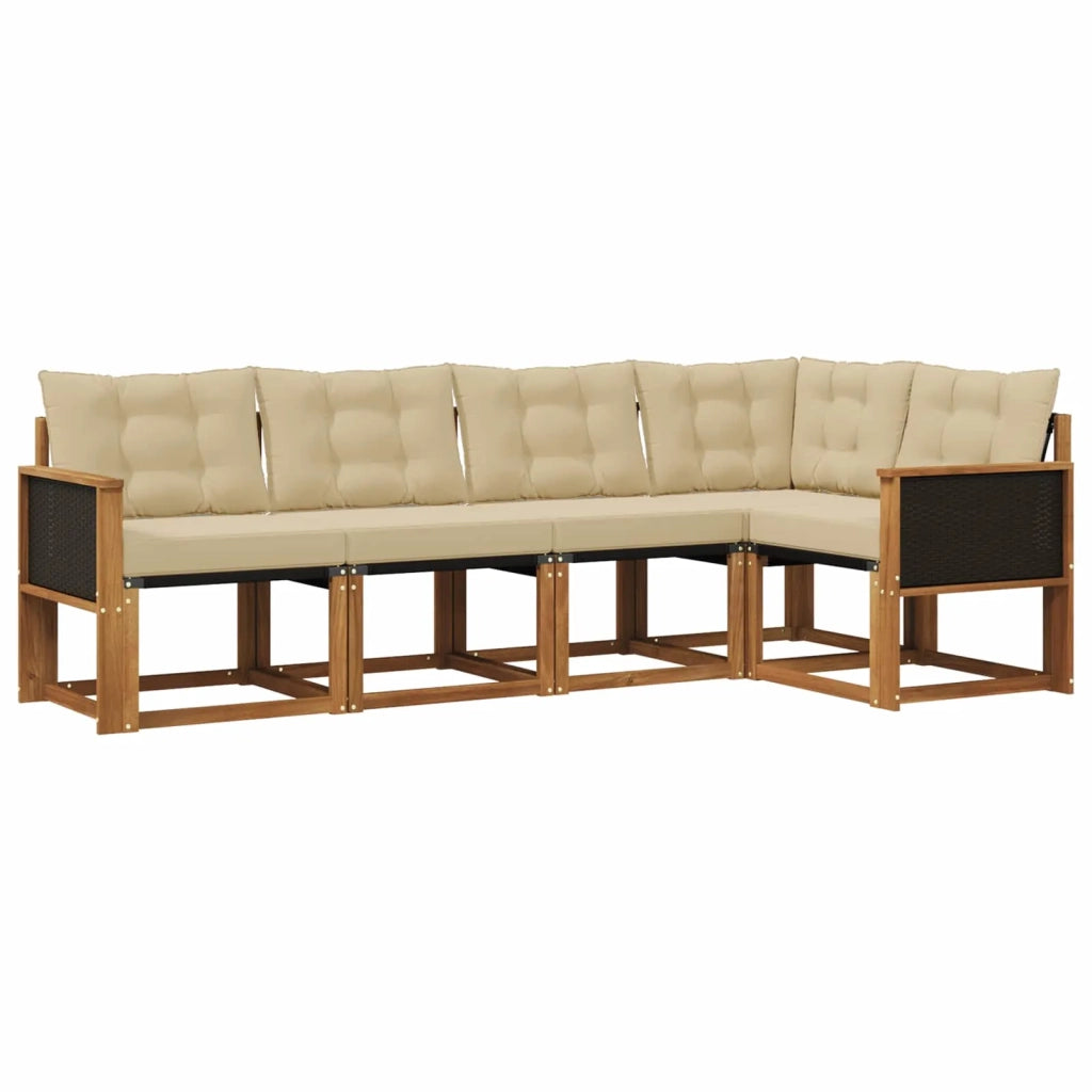 Set di divani da esterno con cuscino 5 pcs Naturale e Beige 3381945