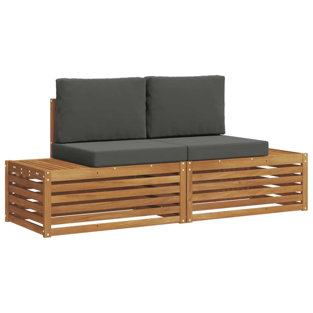 Set di divani da esterno-Sofa da giardino 2 Pezzo Naturale e Antracite