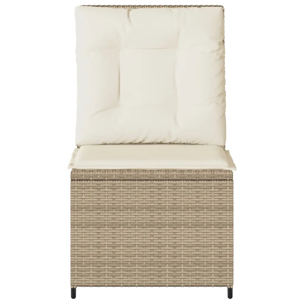 Divano Reclinabile da Giardino con Cuscini Beige in Polyrattan 368977